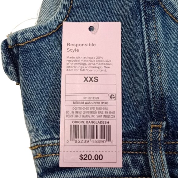 Women's Scoop Neck Reworked Denim Tiny Vest - Wild Fable NWT - Picture 3 of 8